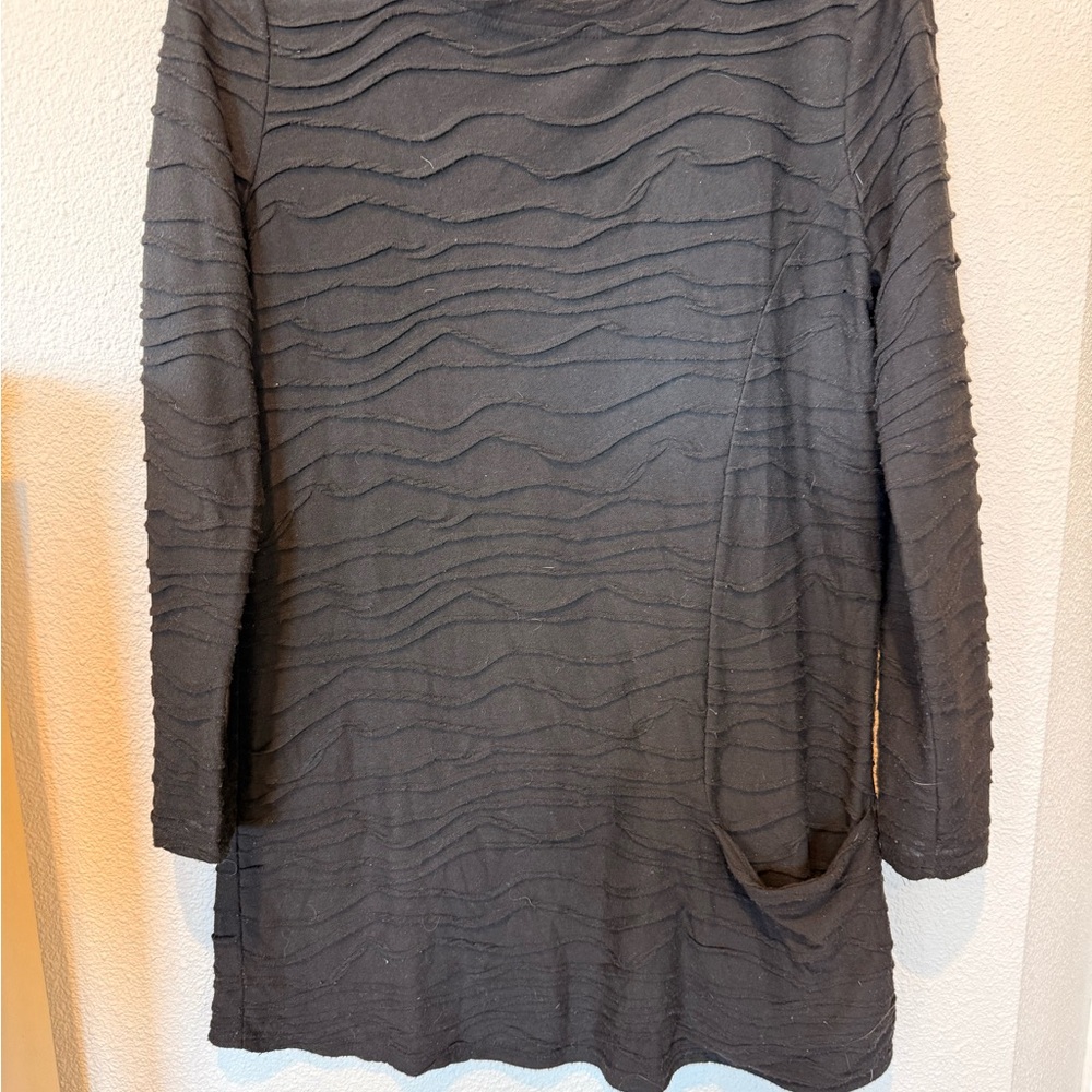 Textured Black Long Sleeve Top